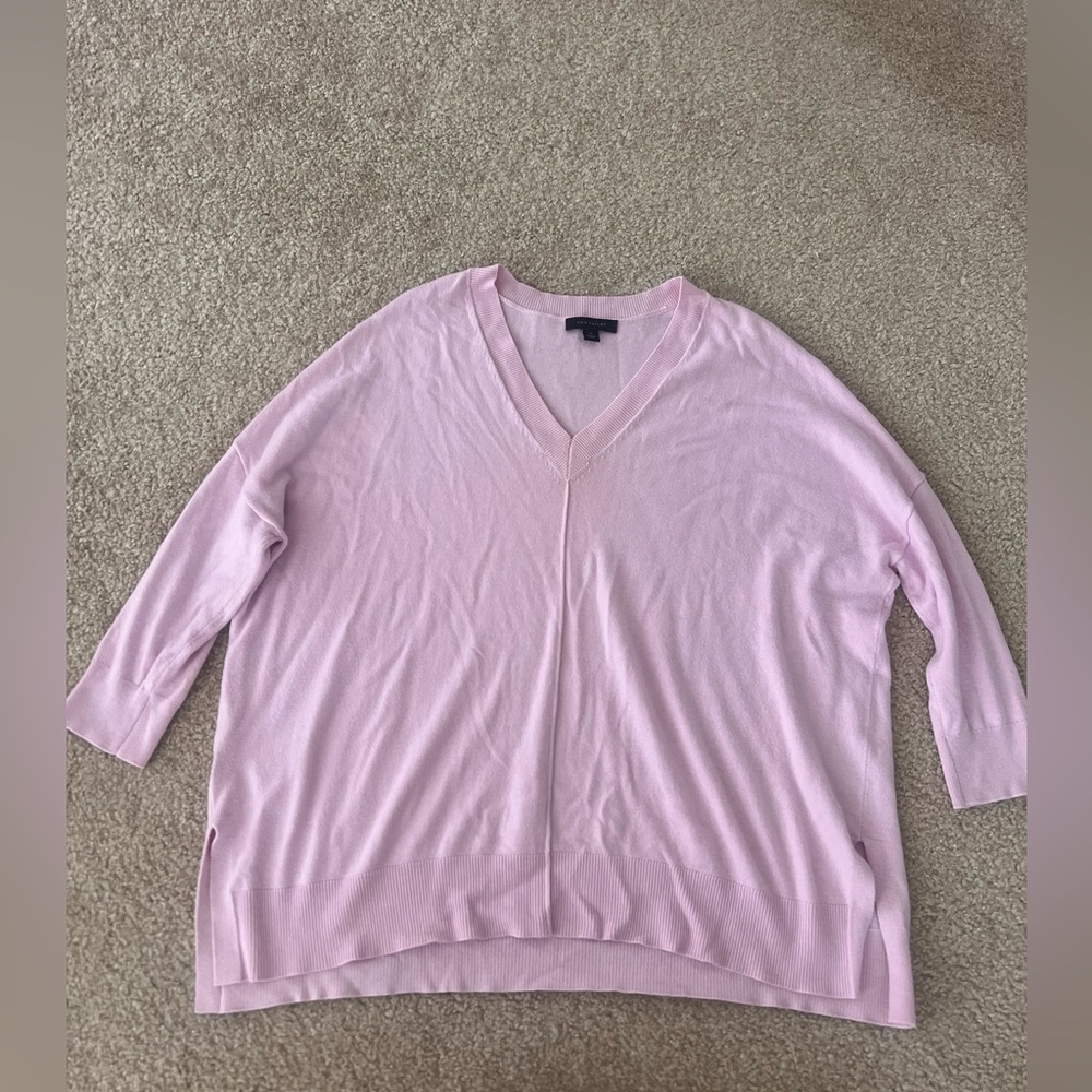 Ann Taylor Pale Pink V-Neck Sweater